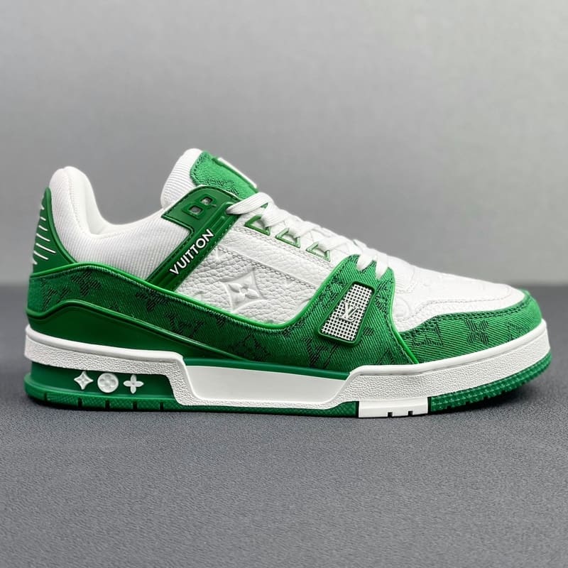 Louis Vuitton Trainer Green Monogram Denim White - Encomenda