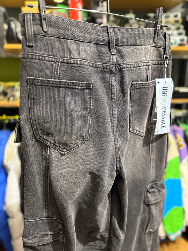 Calça Baggy Utility Cargo Jeans Rasgado Destonado - Pronta Entrega