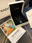 Colar PANDORA Blue Murano Glass Butterfly Set Necklace with Pendant 925 Silver - Pronta Entrega