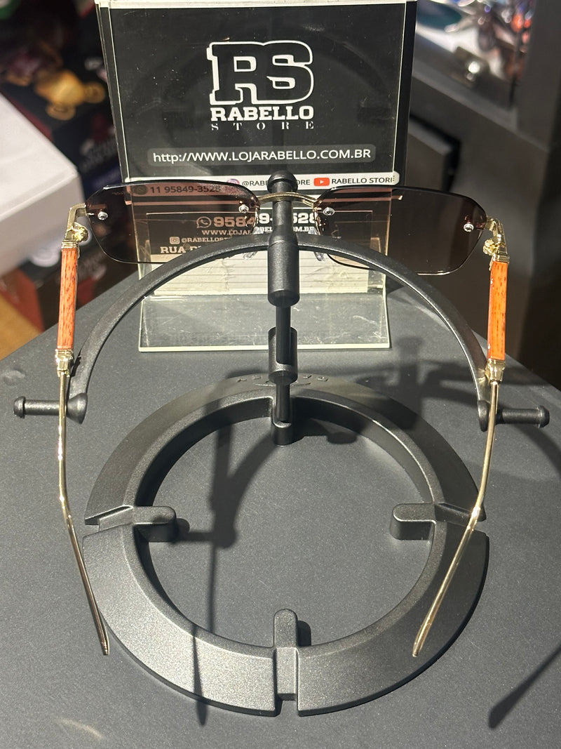 Óculos de Sol Cartier Retangular Marrom Lente Marrom - Pronta Entrega