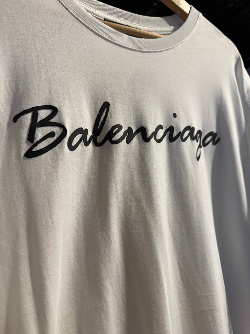 Camiseta Balenciaga Logo Slim Branca - Pronta