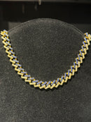 Corrente Cravejada Em Zicornia Cubica Azul/Dourada 45 CM - Pronta Entrega