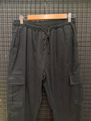 Calça Cargo Sarja Preta Com Punho - Pronta Entrega