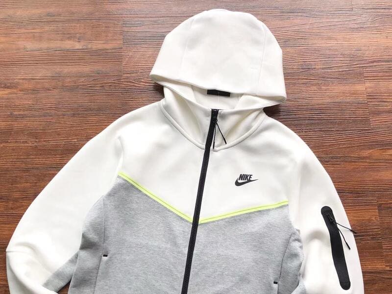 Conjunto Nike Tech Fleece Branca / Cinza / Neon - Encomenda