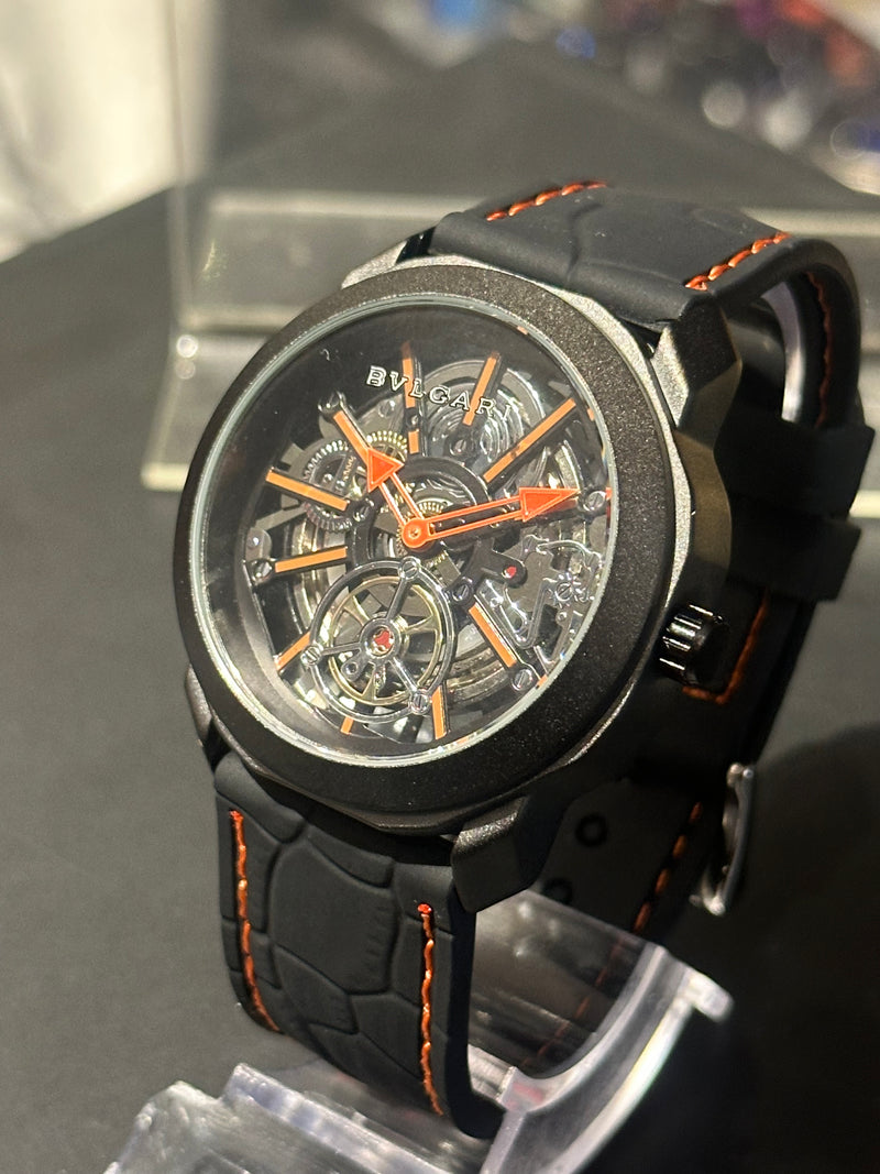 Relógio Bvlgari Octo Black/Orange - Pronta Entrega