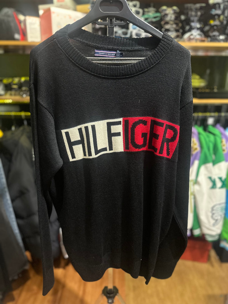 Suéter Tommy Hilfiger Preto/Branco/Vermelho - Pronta Entrega