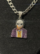 Corrente Cravejada Pingente Joker Em Zicornia Cubica Prata 50 CM - Pronta Entrega