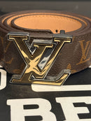Cinto Louis Vuitton Initiales Monogram Brown Fivela Gold  - Pronta Entrega