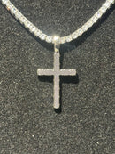 Corrente Riviera Cravejada Pingente Cruz Em Zicornia Cubica Prata - Pronta Entrega