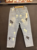 Calça Jeans Chrome Hearts Cruz Black White - Pronta Entrega