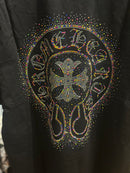 Camiseta Chrome Hearts Preta Logo Multicolor Brilhante - Pronta Entrega