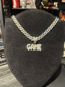 Corrente Cravejada Pingente “Game” Em Zicornia Cubica Prata 45 CM - Pronta Entrega