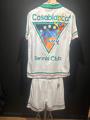 Conjunto Casablanca Tennis Club Seda Padronagem Monogramada - Pronta Entrega
