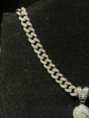 Corrente Cravejada Pingente Basketball Em Zicornia Cubica Prata 50 CM - Pronta Entrega