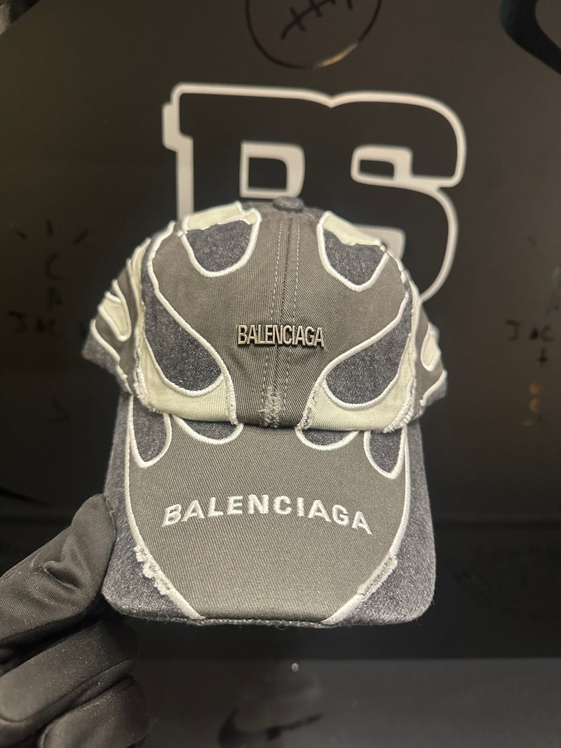 Boné Balenciaga Jeans Flame Gray Aba Curva - Pronta Entrega