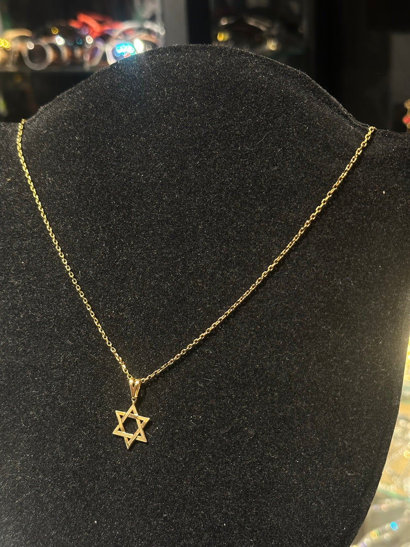 Corrente Cartier Banhada Pingente Estrela de Davi 70 CM - Pronta Entrega