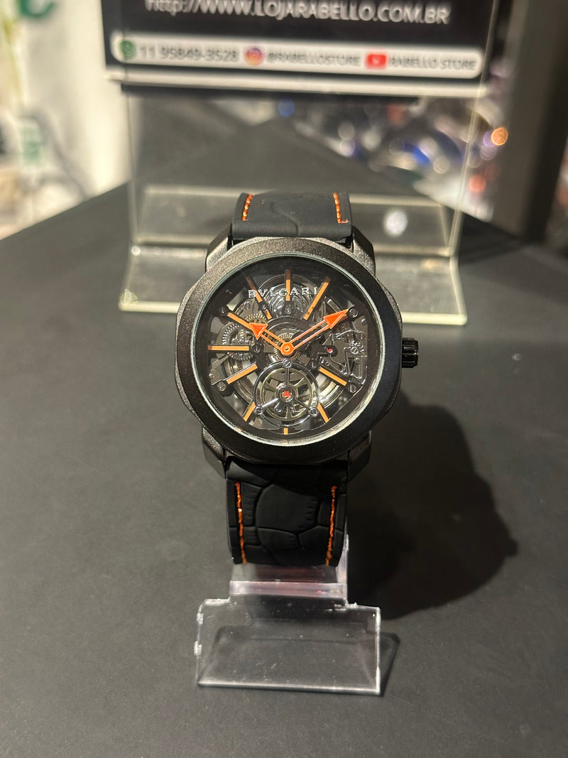 Relógio Bvlgari Octo Black/Orange - Pronta Entrega