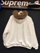 Moletom Balenciaga Branco Gorro Felpudo Marrom Branco de Inverno - Pronta Entrega