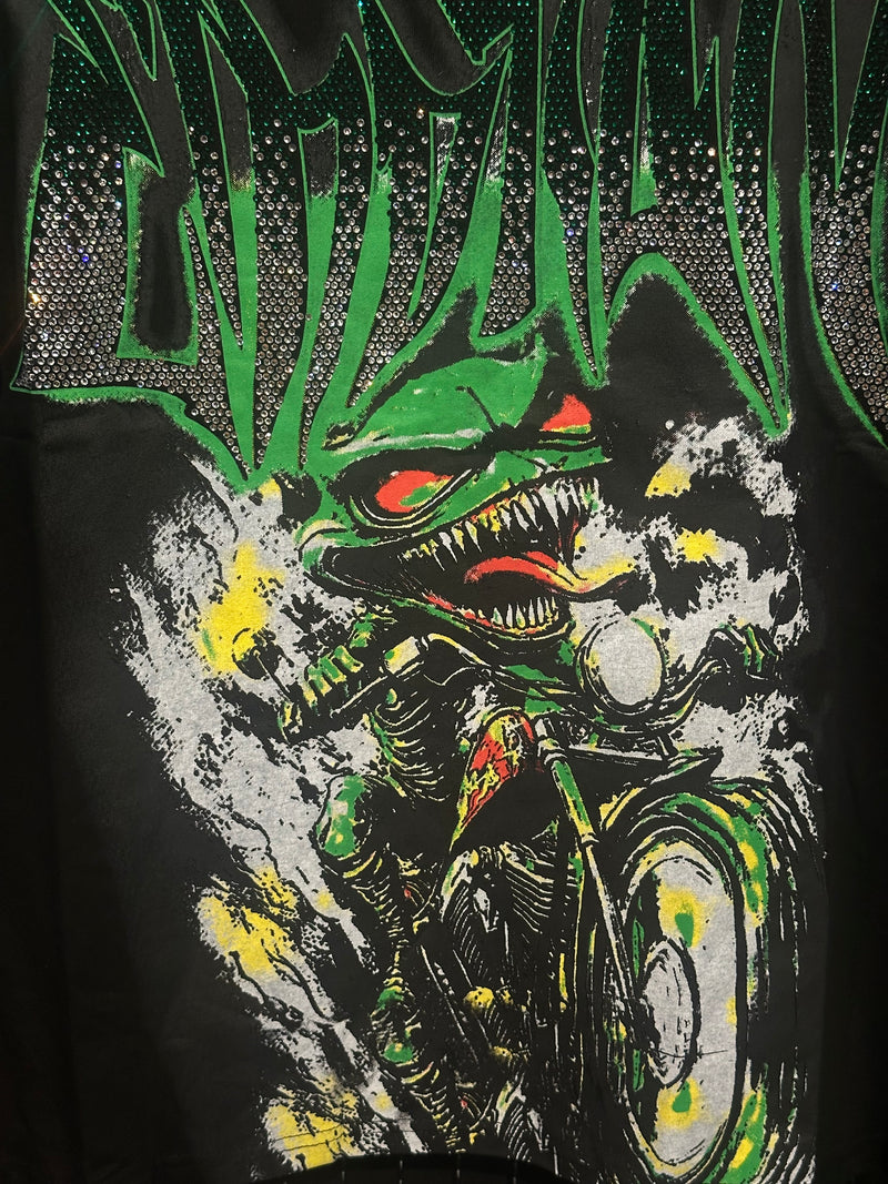 Camiseta Mixed Emotions Goblin Rhinestone Black/Green - Pronta Entrega