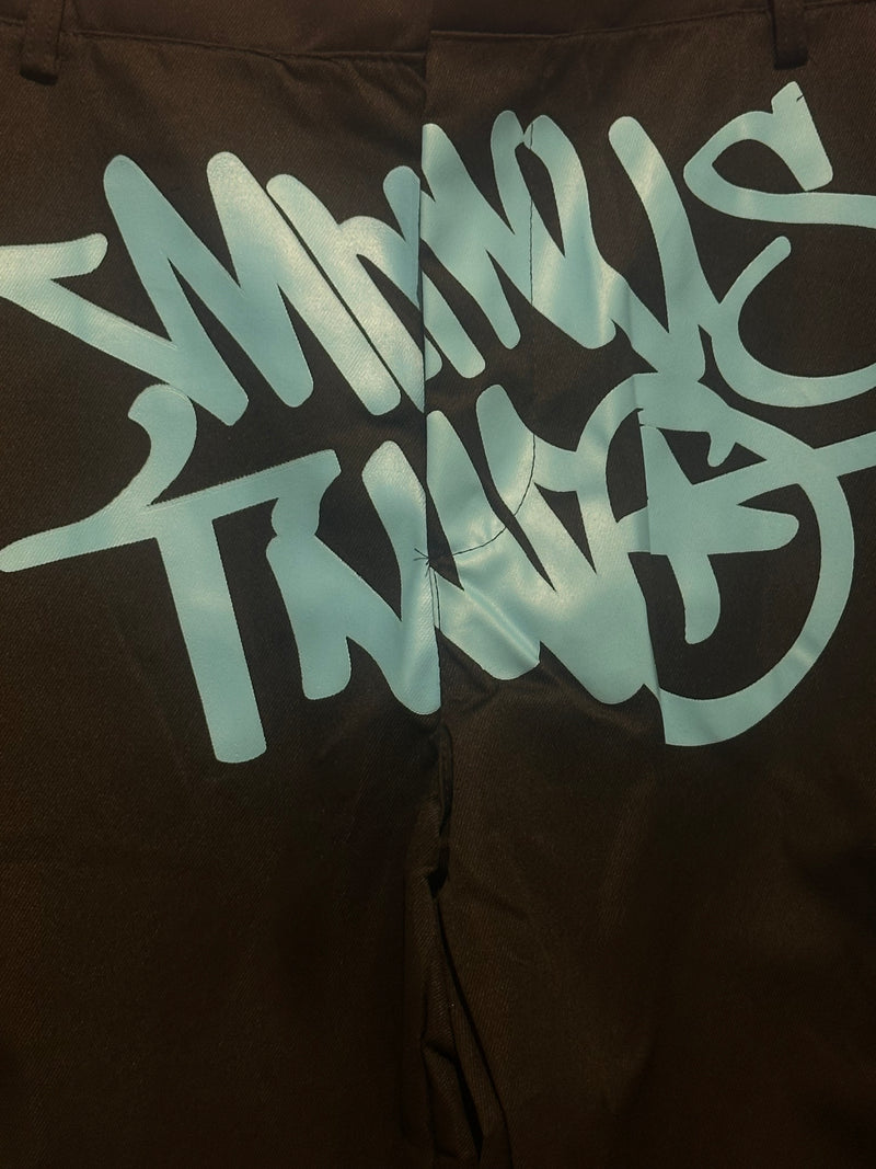 Calça Sarja Minus Two Preta Logo Azul - Pronta Entrega