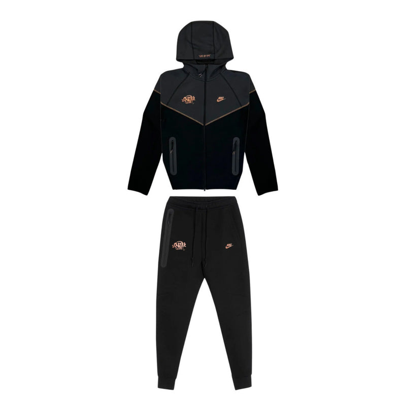Conjunto Tech Fleece Nike X Syna “Life Of Syn” Black Orange - Pronta Entrega