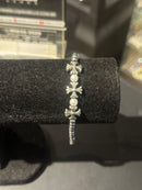 Pulseira Chrome Hearts Pérolas Prata Cruzes 19 + 5 CM - Pronta Entrega