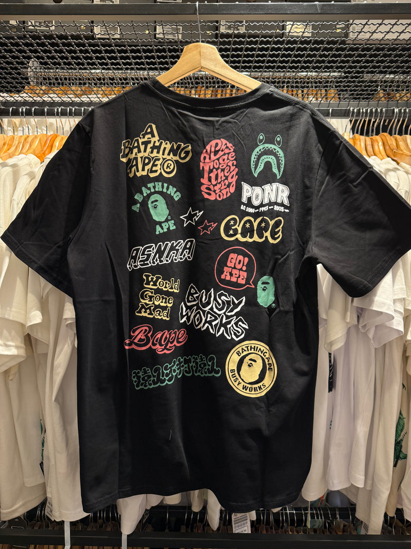 Camiseta BAPE Logos’ Colors Preta - Pronta Entrega