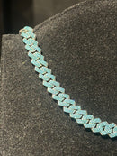 Corrente Cravejada Em Zicornia Cubica Azul 45 CM - Pronta Entrega