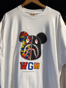 Camiseta BAPE ‘WGM’ Shark Branca - Pronta