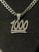 Corrente Cravejada Pingente “1000” Em Zicornia Cubica Prata 45 CM - Pronta Entrega