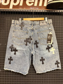 Short Chrome Hearts Jeans Cruz Black White - Pronta Entrega