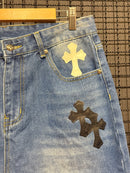Calça Jeans Chrome Hearts x Comme Des Garçons Cruz Black White - Pronta Entrega