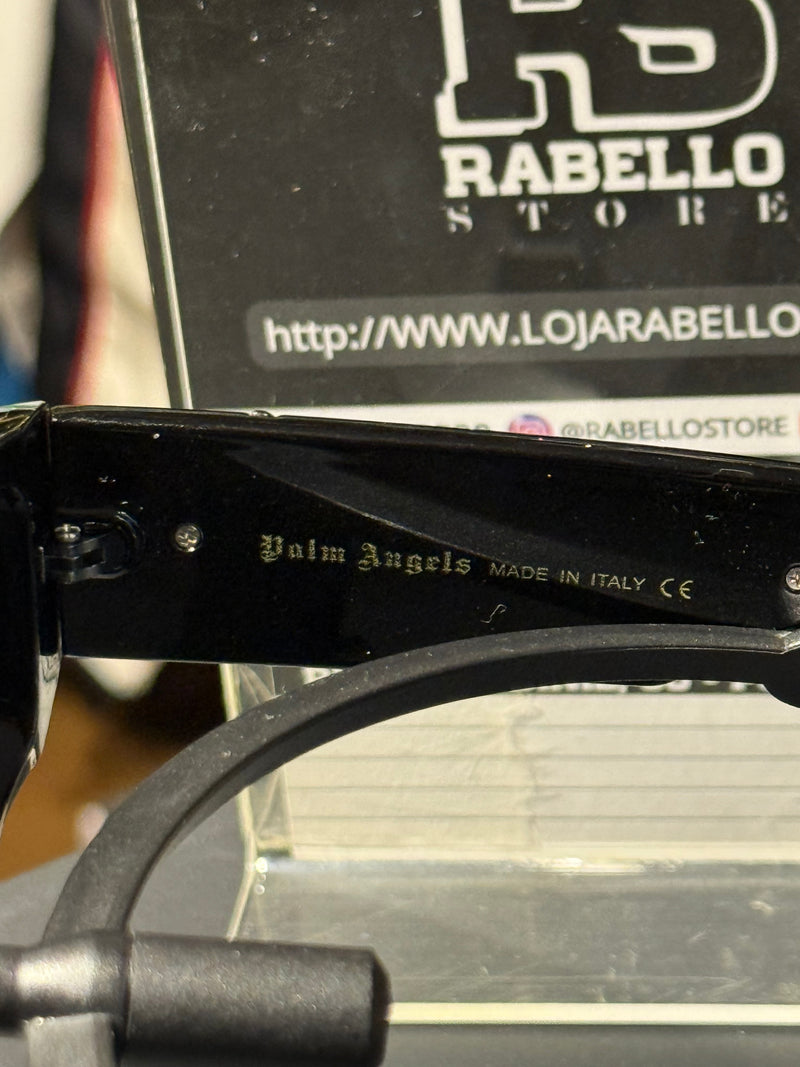 Óculos Palm Angels Logo Alto Relevo Armação Preto Lente Preto  - Pronta Entrega
