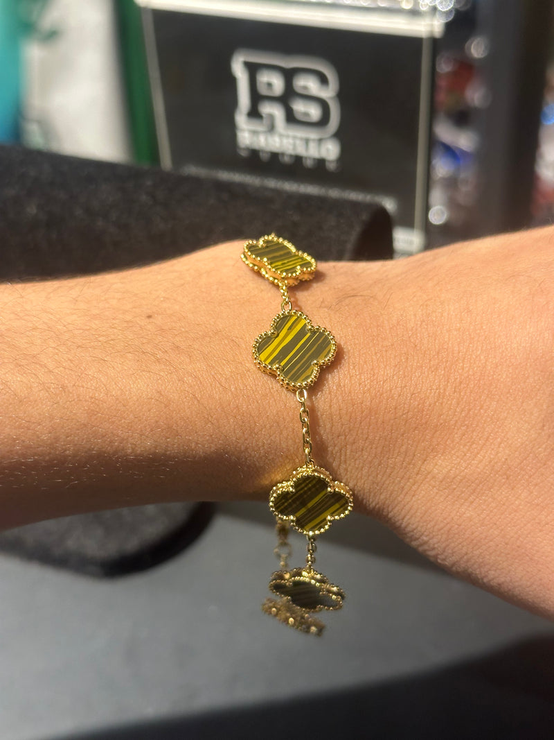 Pulseira Van Cleef Dourada Trevos Dourados 24 CM - Pronta Entrega
