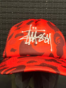 Boné Stussy x Bape Camo Red - Pronta Entrega