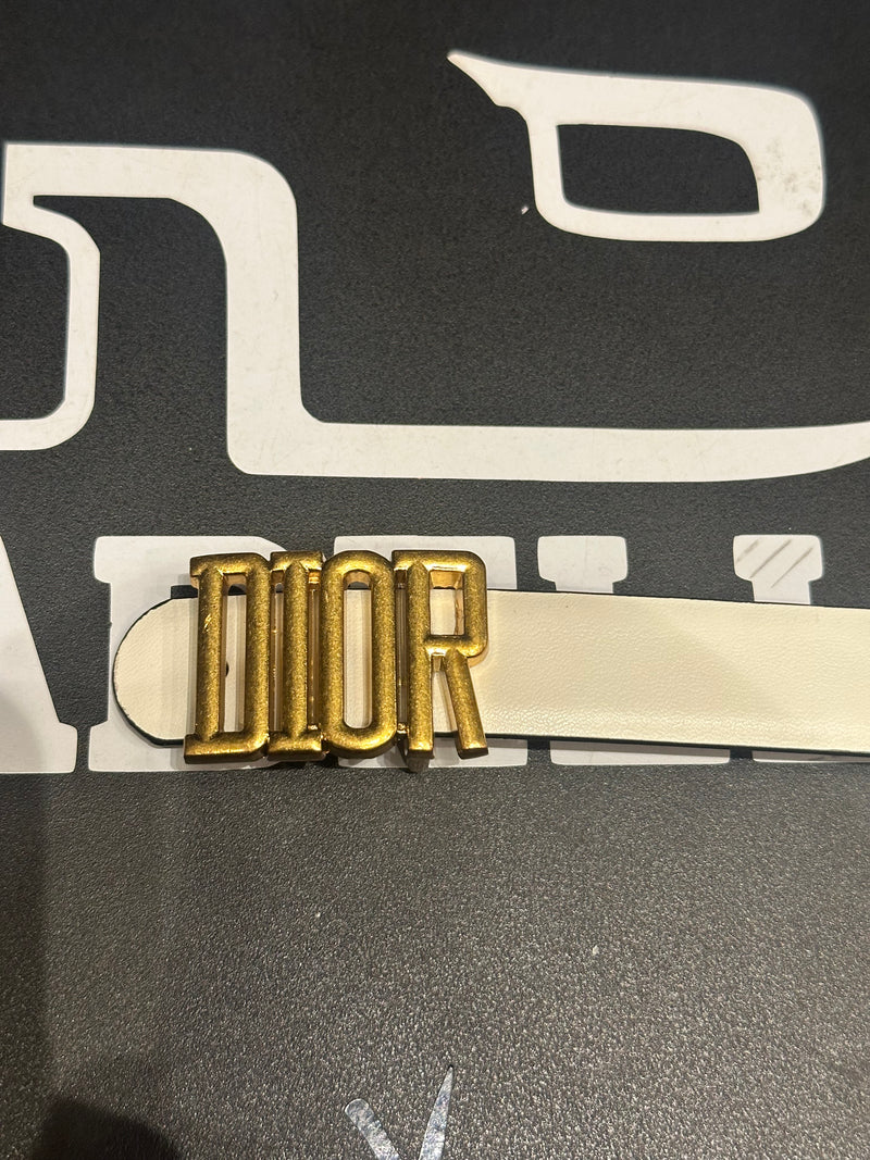 Cinto Feminino Dior Branco/Rosa Fivela Gold 100 CM  - Pronta Entrega
