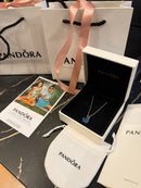 Colar PANDORA Blue Murano Glass Butterfly Set Necklace with Pendant 925 Silver - Pronta Entrega