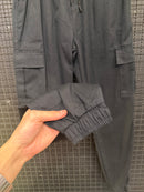 Calça Cargo Sarja Preta Com Punho - Pronta Entrega