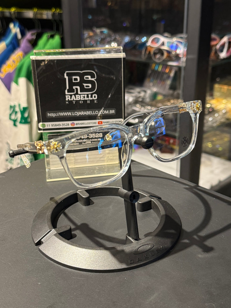 Óculos Chrome Hearts Armação Transparente Gold Lente Clear - Pronta Entrega