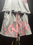 Conjunto Syna Camiseta + Short Gray/Pink - Pronta Entrega
