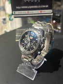 Relógio Tag Heuer Prata Fundo Preto - Pronta Entrega