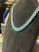 Corrente Cravejada Em Zicornia Cubica Azul 45 CM - Pronta Entrega