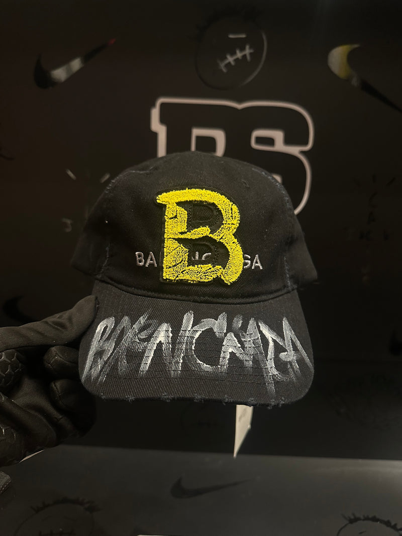 Boné Balenciaga Preto Print Aba Curva - Pronta Entrega
