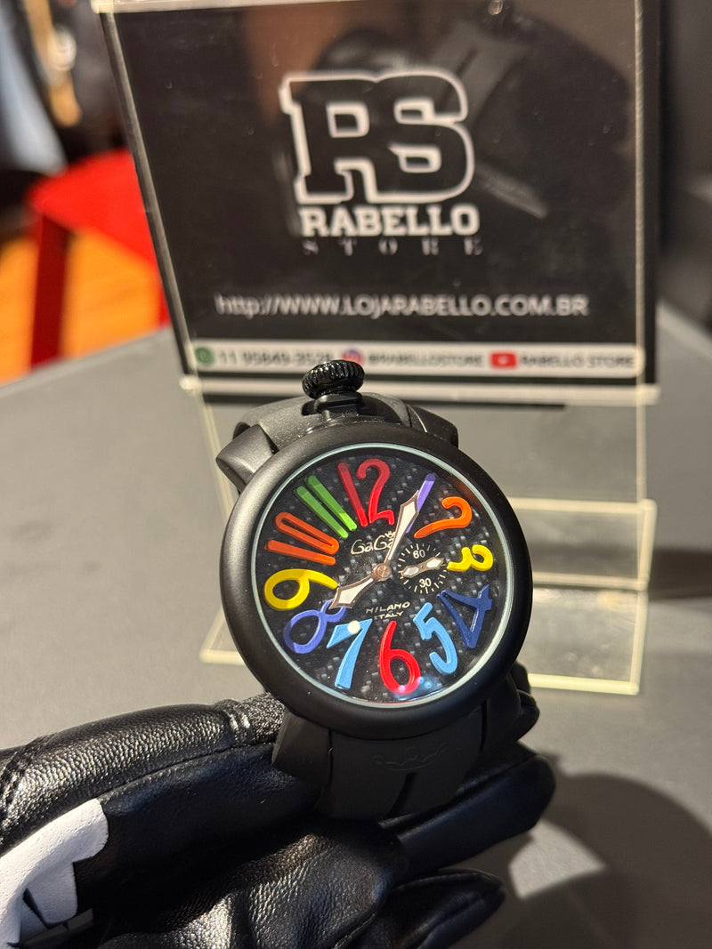 Relógio Gaga Milano Preto 44MM Emborrachado - Pronta Entrega