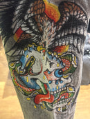 Calça Ed Hardy Jeans Destonado Bordado Caveira Águia Logo Traseiro - Pronta Entrega