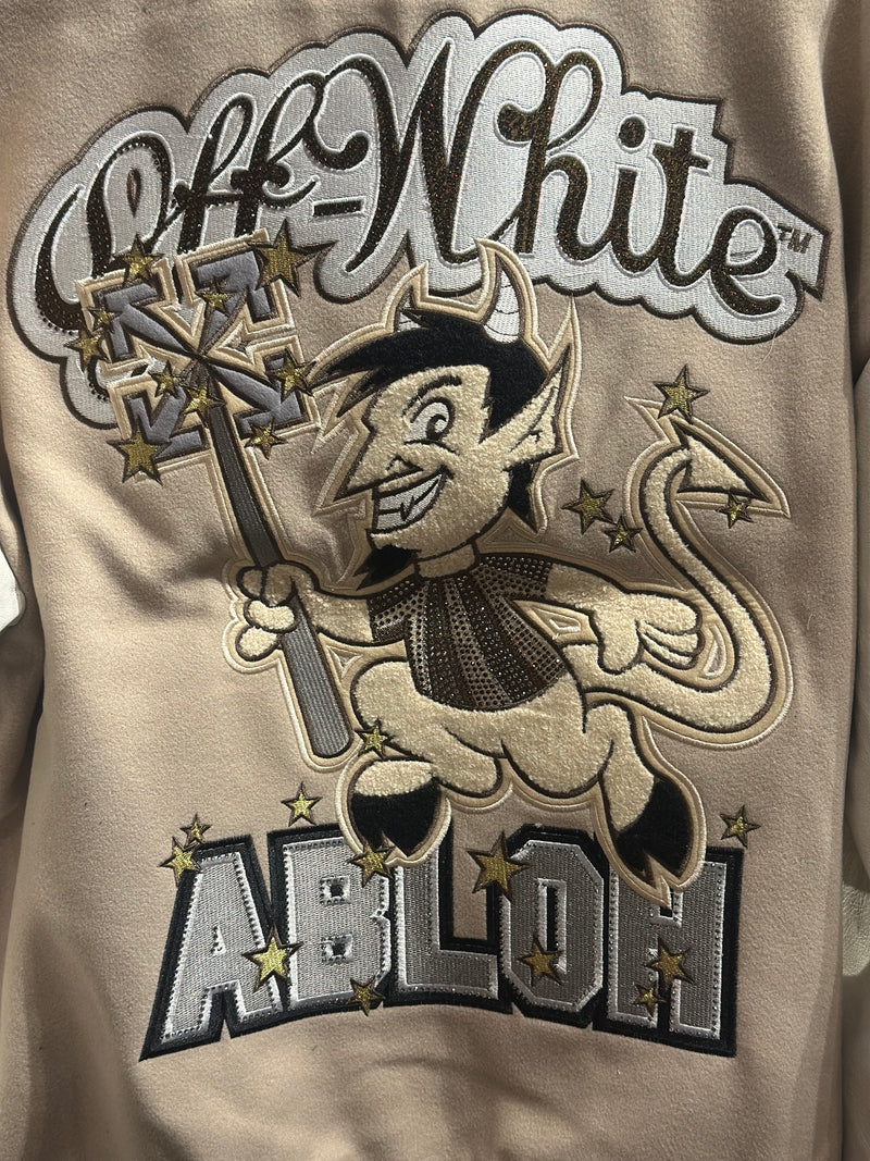Jaqueta Varsity Off-White X A.C Milan Gold/White - Pronta Entrega