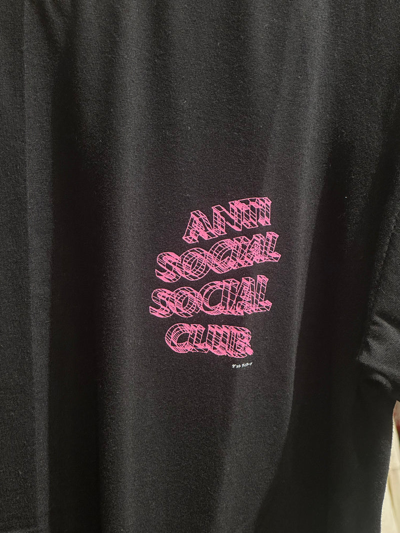 Camisa Anti Social Social Club Preta Logo Pink - Pronta Entrega