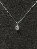 Corrente Feminina Prata Pingente Pedra Em Zicornia Cúbica 45 CM - Pronta Entrega