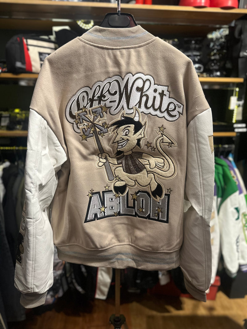 Jaqueta Varsity Off-White X A.C Milan Gold/White - Pronta Entrega