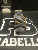 Cinto Louis Vuitton Initiales Damier Azur Logo Black/Gold 125 CM  - Pronta Entrega